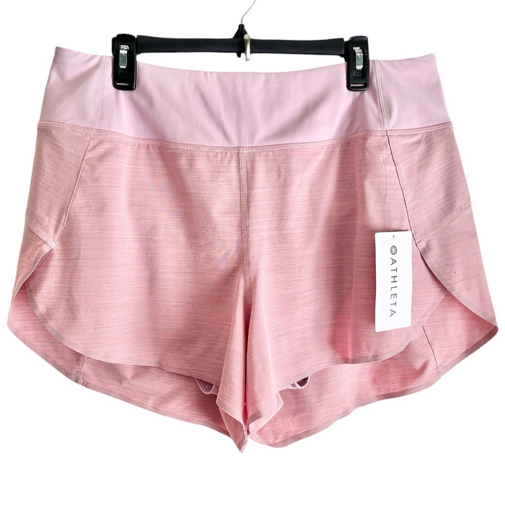 Athleta Activewear Shorts Run With It Textured 3.5” Inseam Size 1X Pink Pullon